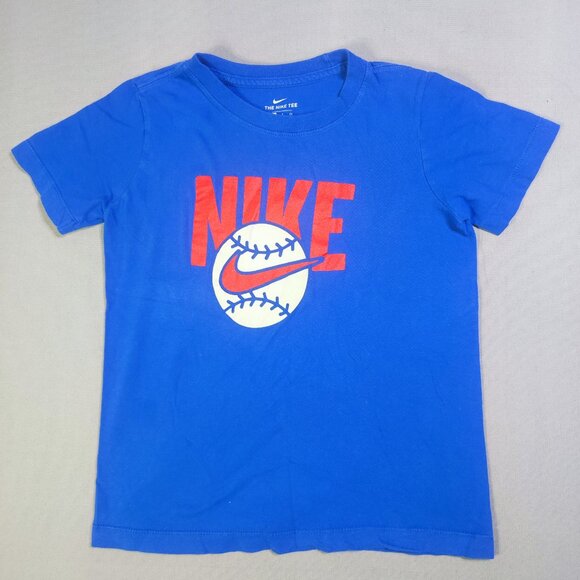 The Nike Tee T-shirt boys size S  blue with baseball design - Picture 1 of 8